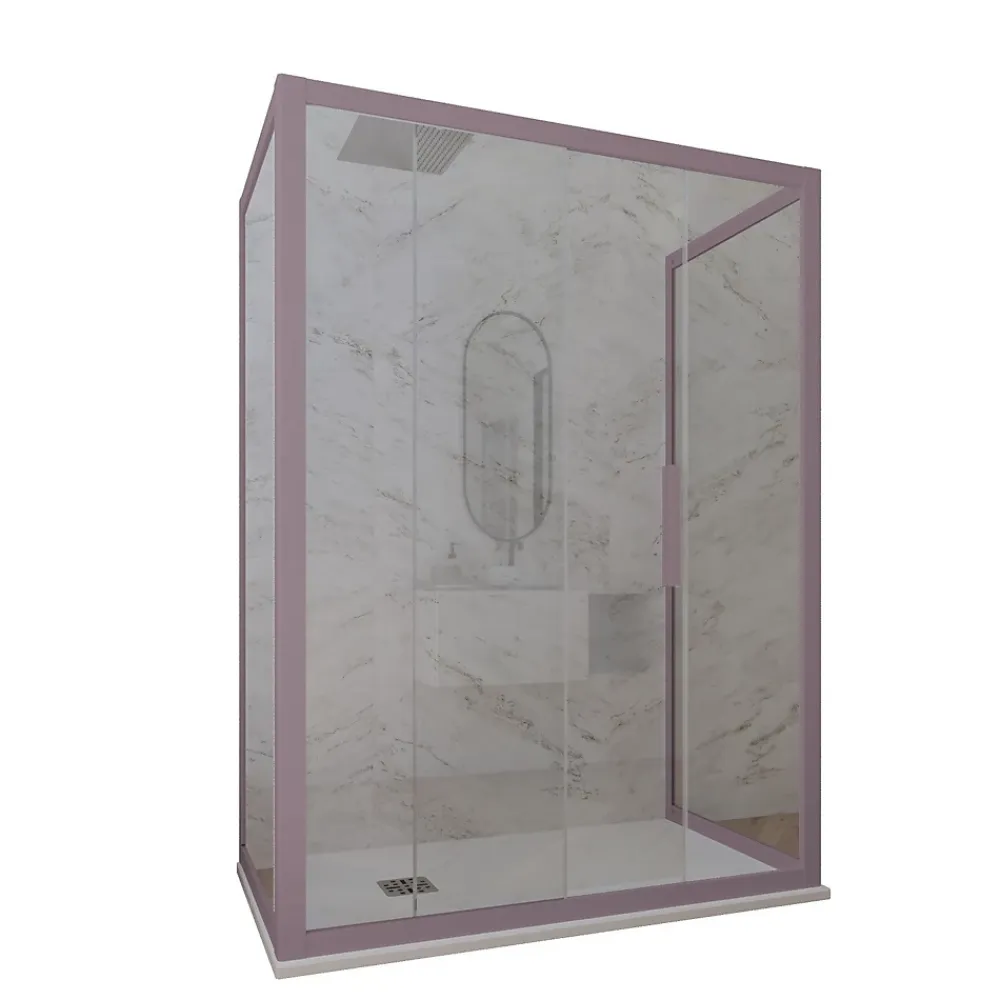 Cabine De Douche|Forte Cabine parois de douche 3 côtés coulissantes 70x120x70 cm H 200 en PVC Lavande Verre Transparent mod. Deco Trio