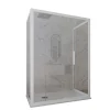 Cabine De Douche|Forte Cabine parois de douche 3 côtés coulissantes 80x140x80 cm H 200 en PVC Blanc Verre Transparent mod. Glax 3 lati