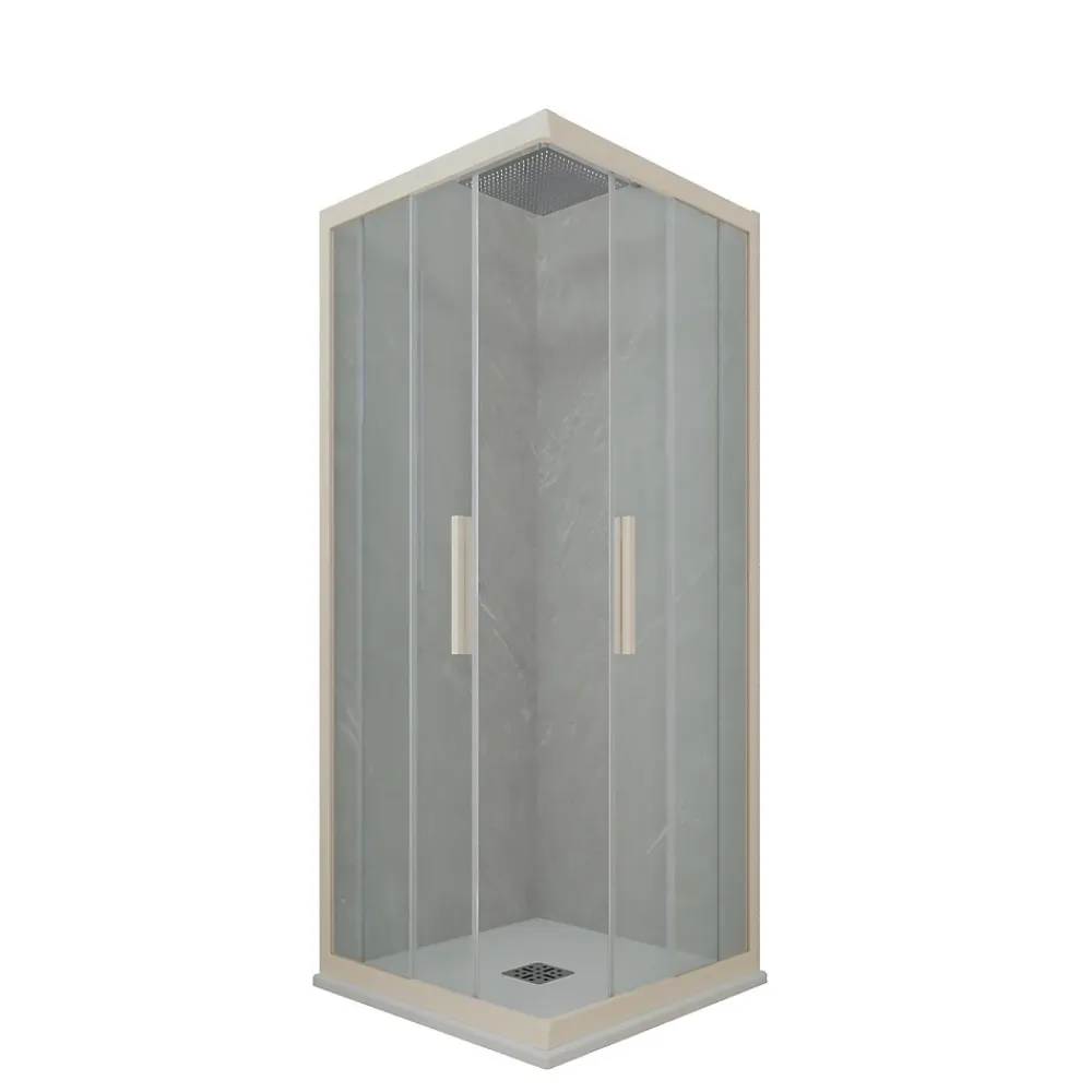 Forte Cabine parois de douche angulaire coulissante 80x100 cm H 200 en PVC Champagne Verre Transparent mod. Kolors