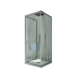 Forte Cabine parois de douche coulissante 3 côtés 70x120x70 cm H 200 en PVC Gris argent Verre Transparent mod. Kolors Trio