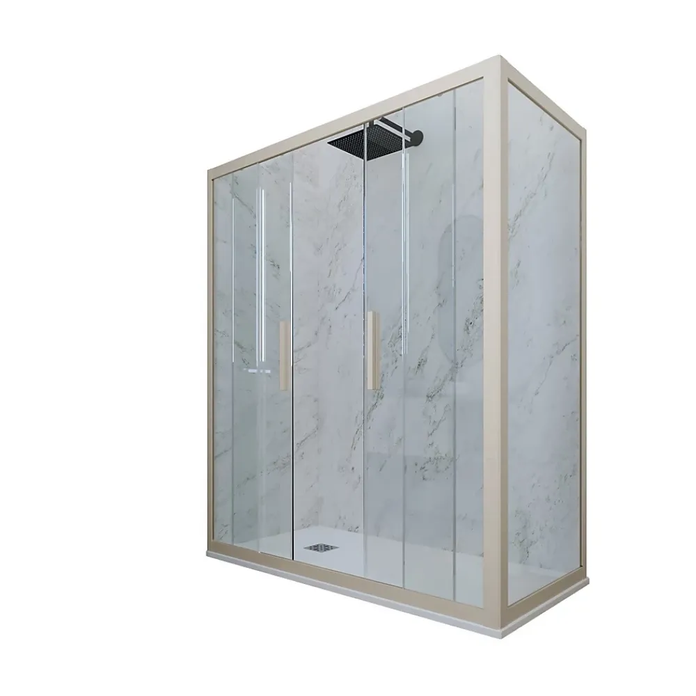 Forte Cabine parois de douche coulissante 70x120 cm H 200 en PVC Champagne Verre Transparent mod. Glam Duo