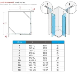 Cabine De Douche|Saniverre Cabine porte de douche d'angle MAYA-BLACK H190 cm, 70 x 120 cm, verre transparent -