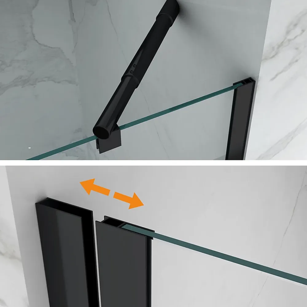 Cabine De Douche|Saniverre Cabine porte de douche d'angle MAYA-BLACK H190 cm, 70 x 120 cm, verre transparent -
