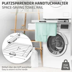 Etendoir À Linge|Ml-Design Cadre intermédiaire universel pour lave-linge avec porte-serviettes coulissante