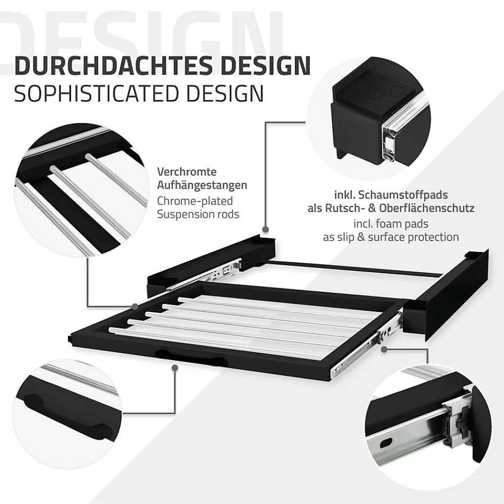 Ml-Design Cadre intermédiaire universel lave-linge avec porte-serviettes coulissante noir