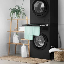Ml-Design Cadre intermédiaire universel lave-linge avec porte-serviettes coulissante noir