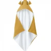 Serviette De Bain|Monsieur Bébé Cape, sortie de bain pour bébé intérieur 100 % coton - 100 x 100 cm - Lapin - Moutarde -