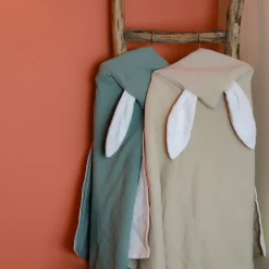 Serviette De Bain|Monsieur Bébé Cape, sortie de bain pour bébé intérieur 100 % coton - 100 x 100 cm - Lapin - Moutarde -
