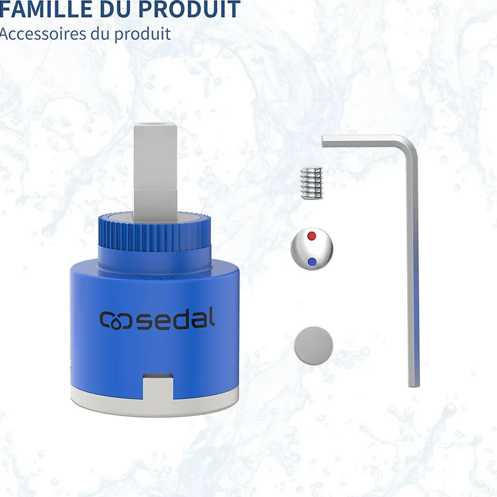 Accessoire De Robinet|Homelody Cartouche Céramique Sedal 35 mm pour Mitigeur Cartouche de Remplacement Universelle pour Robinet Cuisine et Salle de Bain