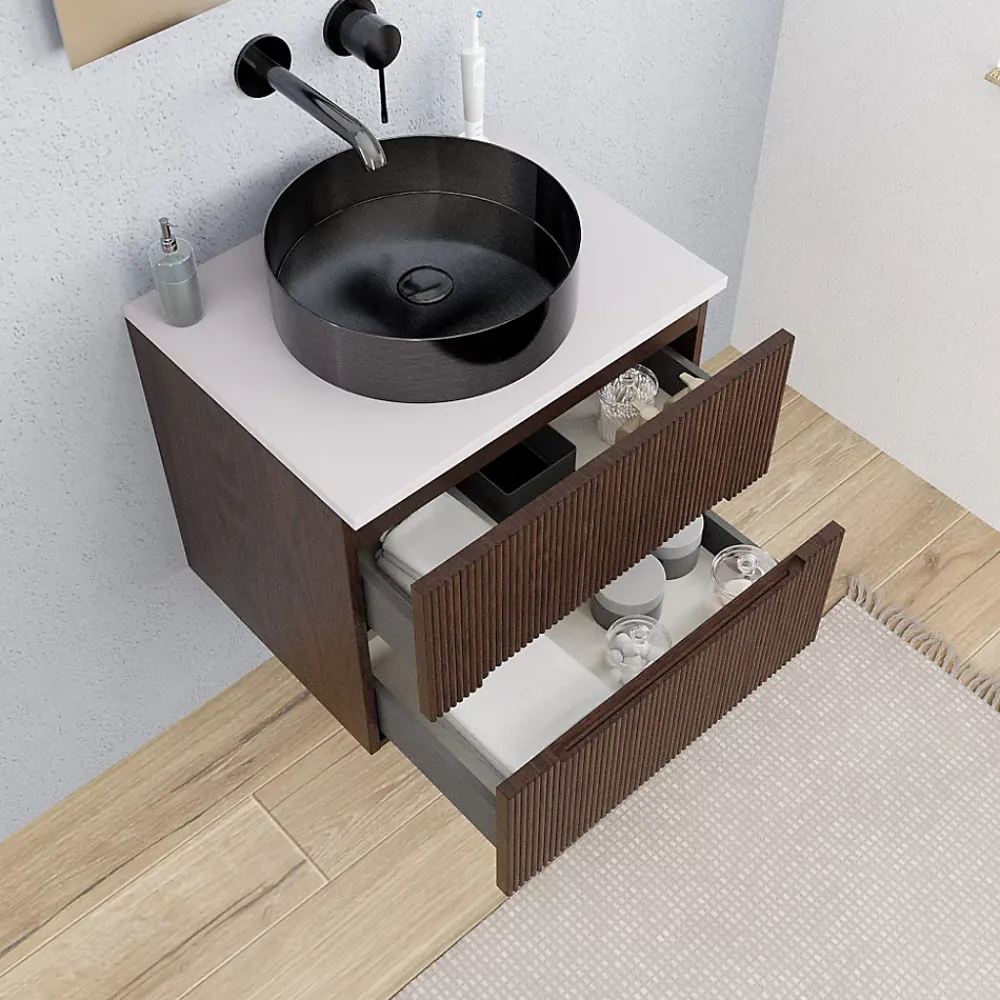 Ceramia 60 cm, meuble de salle de bain assemblé, couleur chêne (-5DW60)