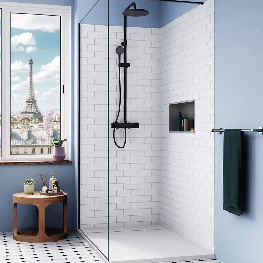 Ceramia Alda Receveur de douche 120x90cm en pierre de synthèse durable, blanc mat (ALD15-12090B)