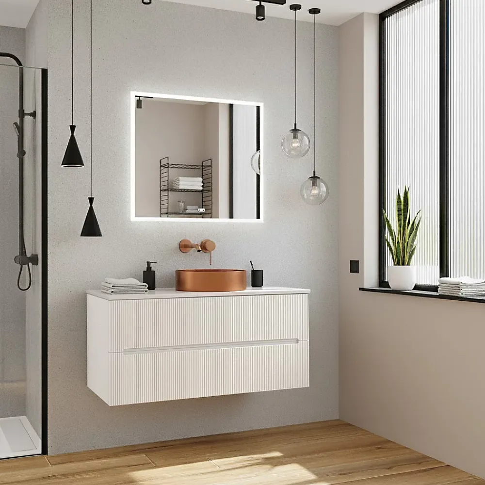Ceramica Ceramia Nouveau meuble de salle de bain 120 cm, blanc cassé (CERAMIA-5OW120)