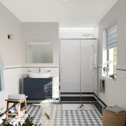 Porte De Douche|Ceramia PURA Porte de douche 100x195cm coulissante anticalcaire avec profilés Chrome brillant (CERAHP100C)