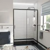 Ceramia PURA Porte de douche 140x195cm coulissante anticalcaire avec profilés Noir mat (CERAHP140B)