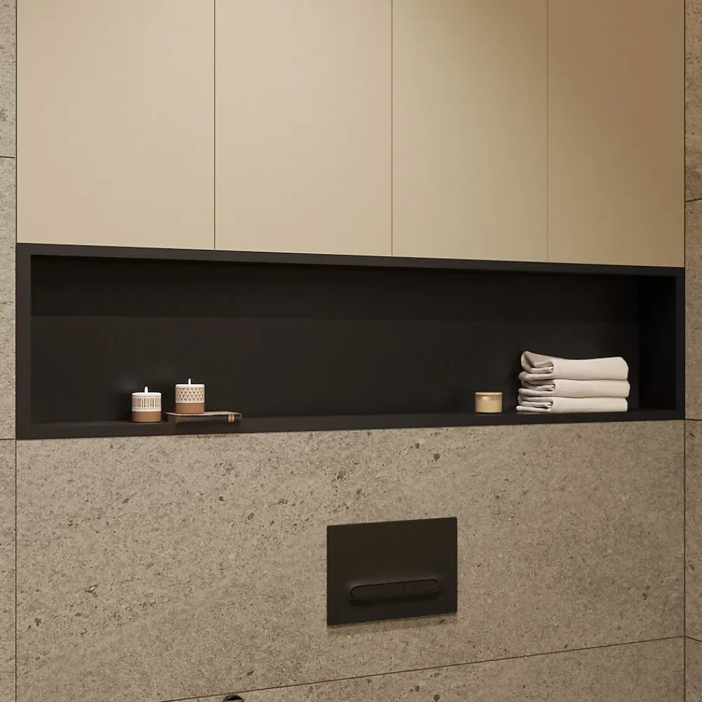 Niche De Salle De Bains|Ceramia Timeless Niche de Douche à encastrer, Acier Inoxydable 304, 120x28x10cm, Noir mat