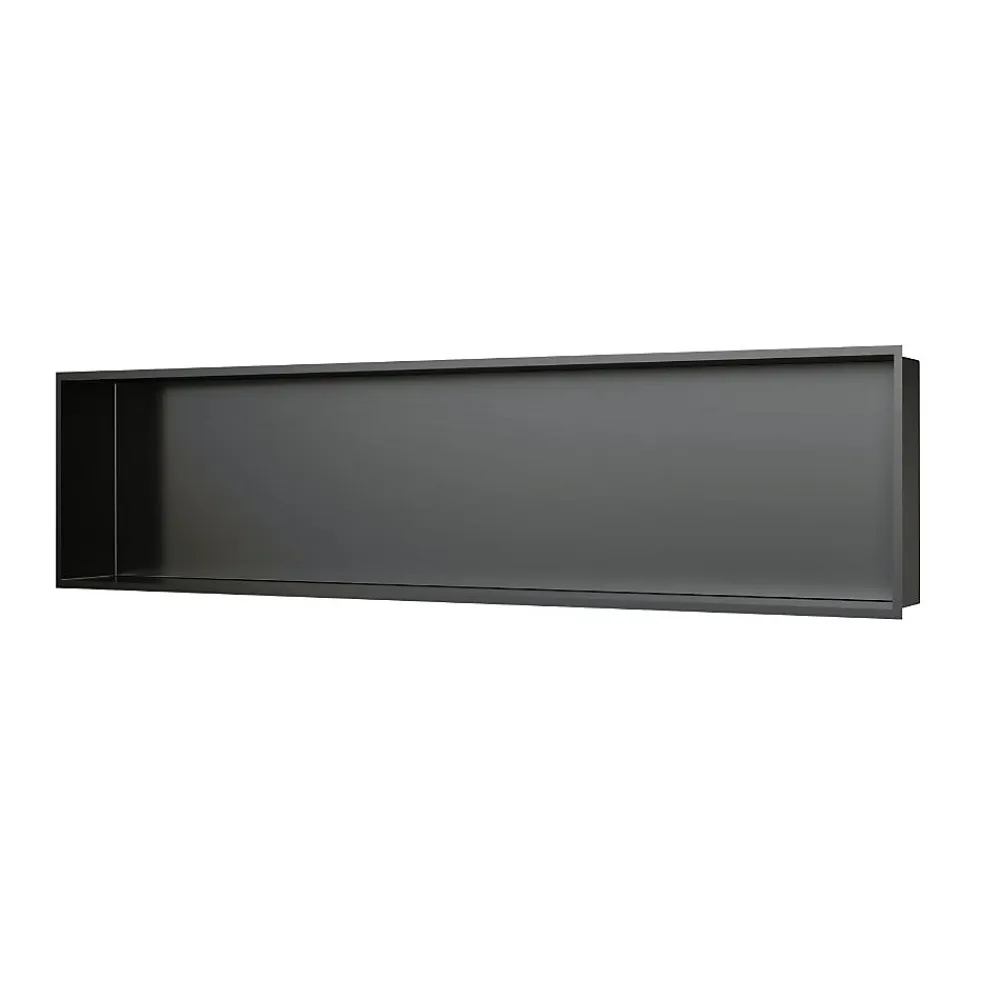 Ceramia Timeless Niche de Douche à encastrer, Acier Inoxydable 304, 120x28x10cm, Gun Métal brossé PVD