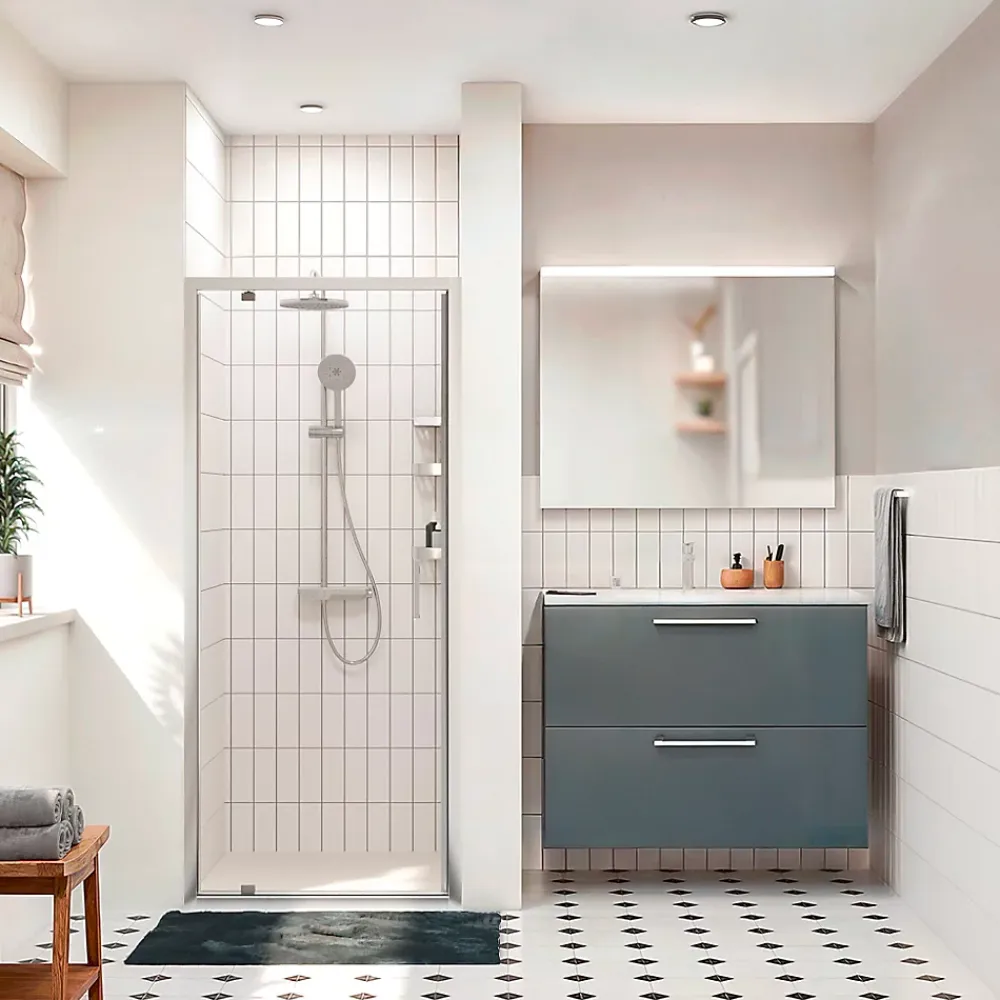 Ceramia Zenith Porte de douche 90x195cm pivotante anticalcaire avec profilés Chrome brillant (CERAHZ90C)