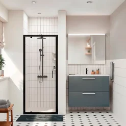 Ceramia Zenith Porte de douche 100x195cm pivotante anticalcaire avec profilés Noir mat (CERAHZ100B)
