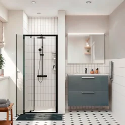 Ceramia Zenith Porte de douche 100x195cm pivotante anticalcaire avec profilés Noir mat (CERAHZ100B)