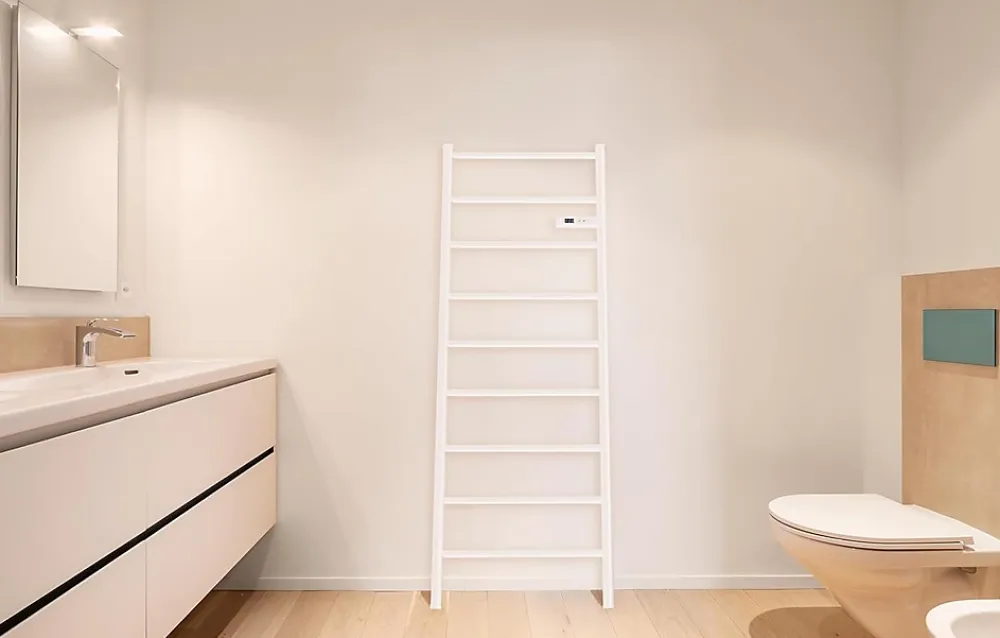 Chemin'Arte Sèche-Serviettes Blanc Design échelle 150cm - 250W - Thermostat électronique - Timer