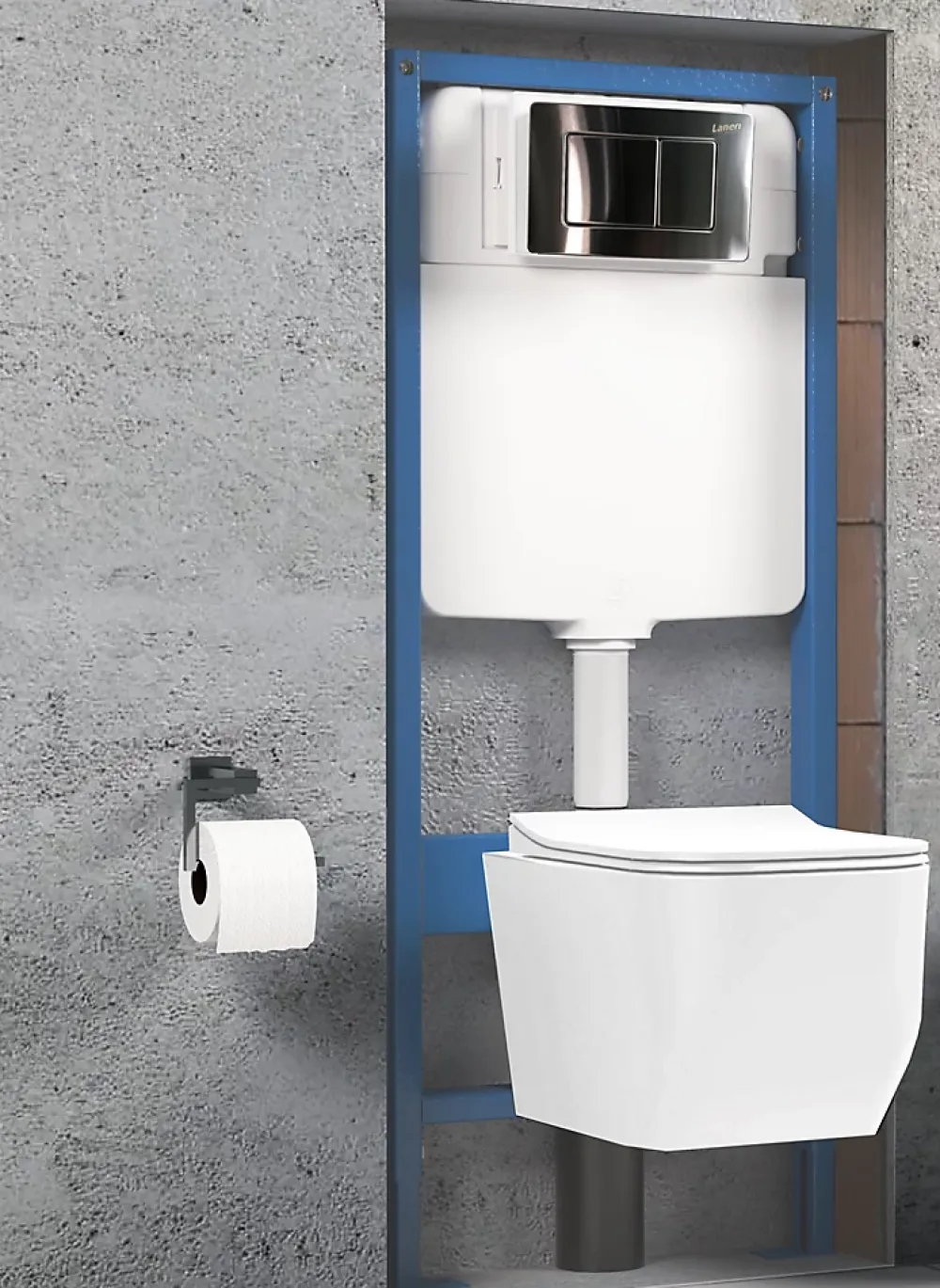 Bidet|Laneri Châssis de bâti-support avec réservoir caché pour cuvette suspendu complet de plaque de commande double bouton en acier inoxydable