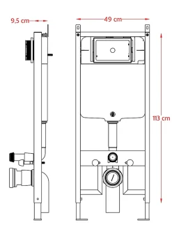 Bidet|Laneri Châssis de bâti-support avec réservoir caché pour cuvette suspendu complet de plaque de commande double bouton en acier inoxydable