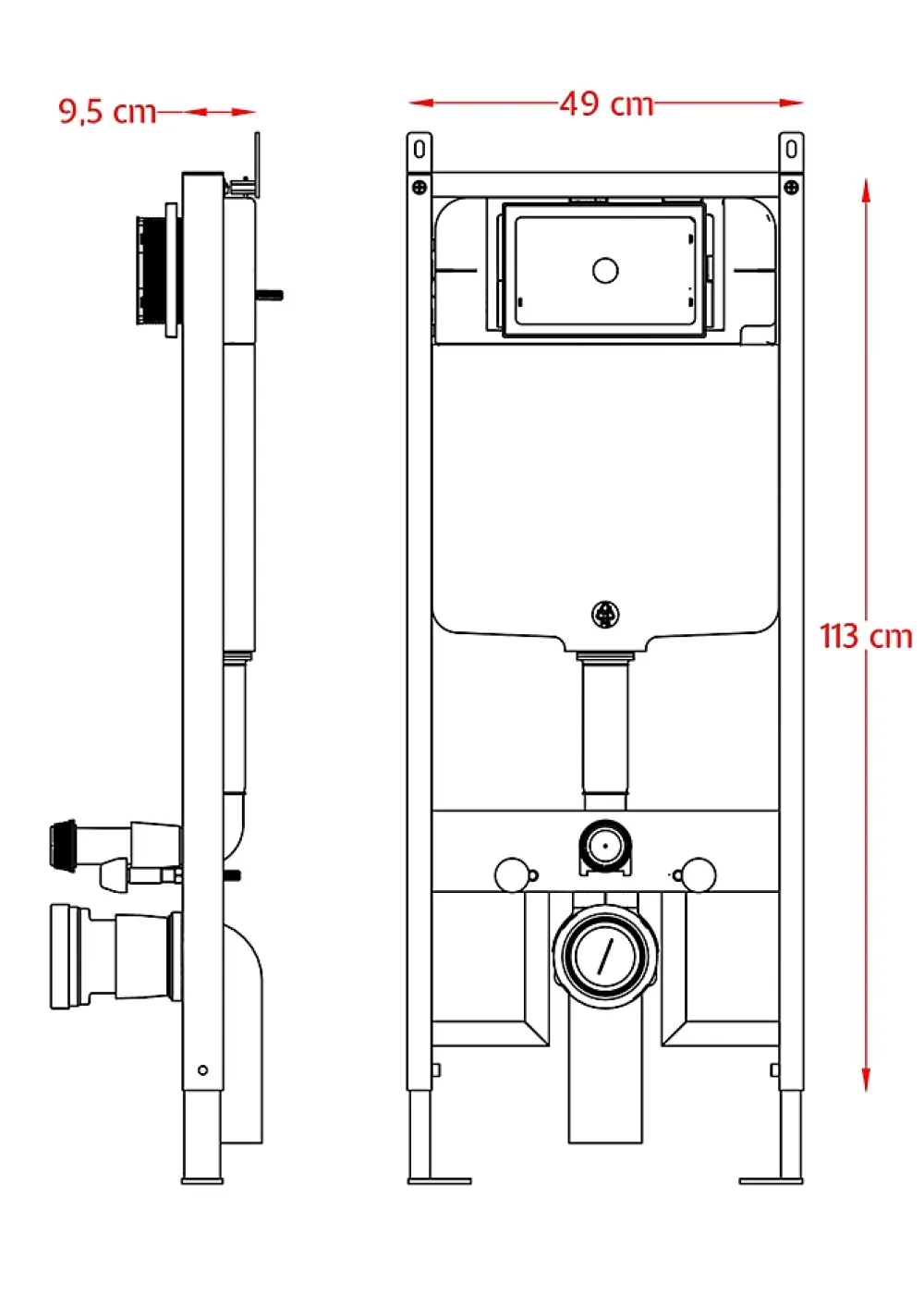 Bidet|Laneri Châssis de bâti-support avec réservoir caché pour cuvette suspendu complet de plaque de commande double bouton en acier inoxydable