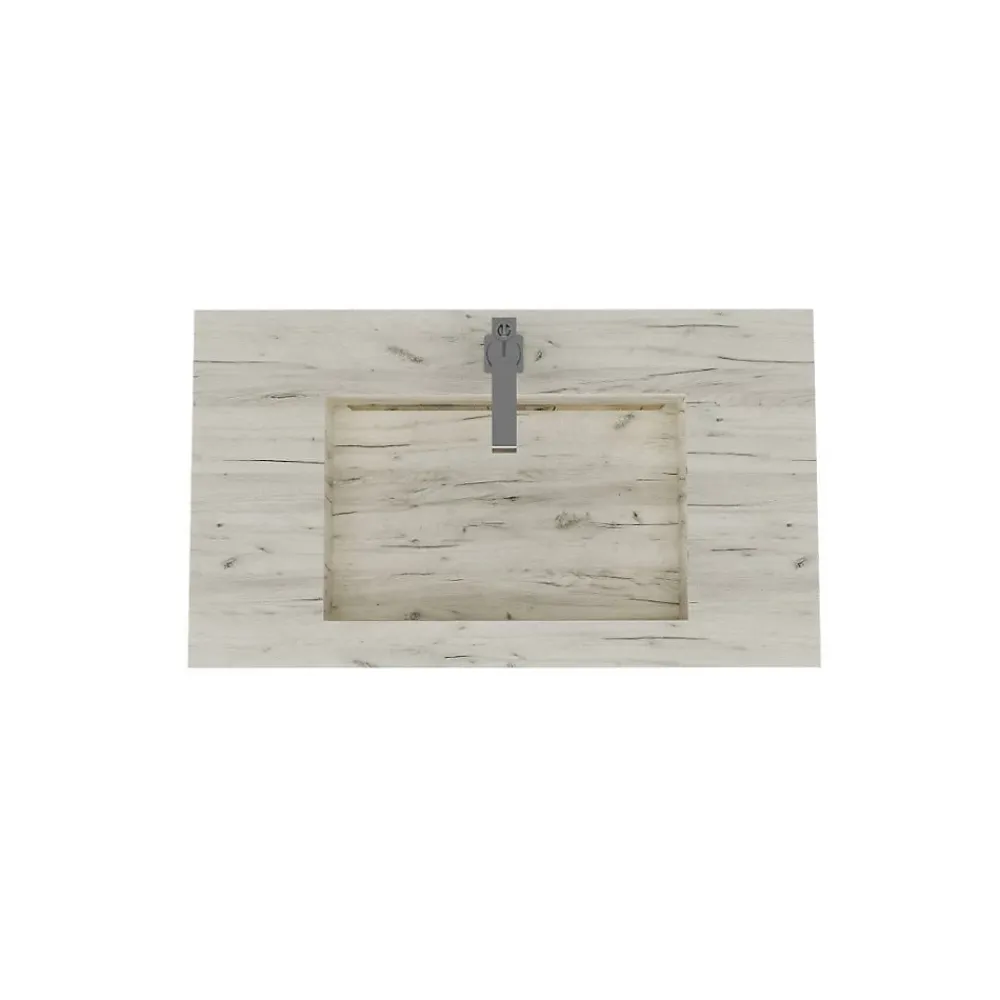 Lavabo|Kiamami Valentina 80Cm Hpl Stratifié Lavabo Chêne Glace Bassin Central