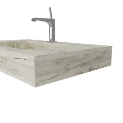 Lavabo|Kiamami Valentina 80Cm Hpl Stratifié Lavabo Chêne Glace Bassin Central