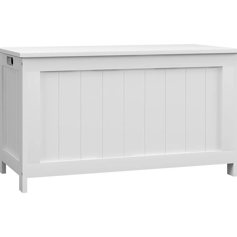 ProximaX Coffre de rangement avec poignée et couvercle, 81 x 40 x 46 cm, boîte de rangement pour salon et chambre, blanc