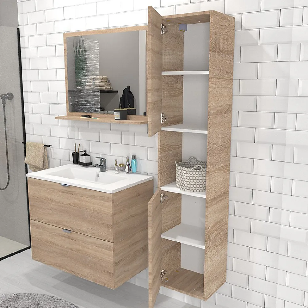 Weber Industries Colonne 2 portes + 1 niche / Décor Chêne blanchi