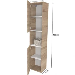 Weber Industries Colonne 2 portes + 1 niche / Décor Chêne blanchi