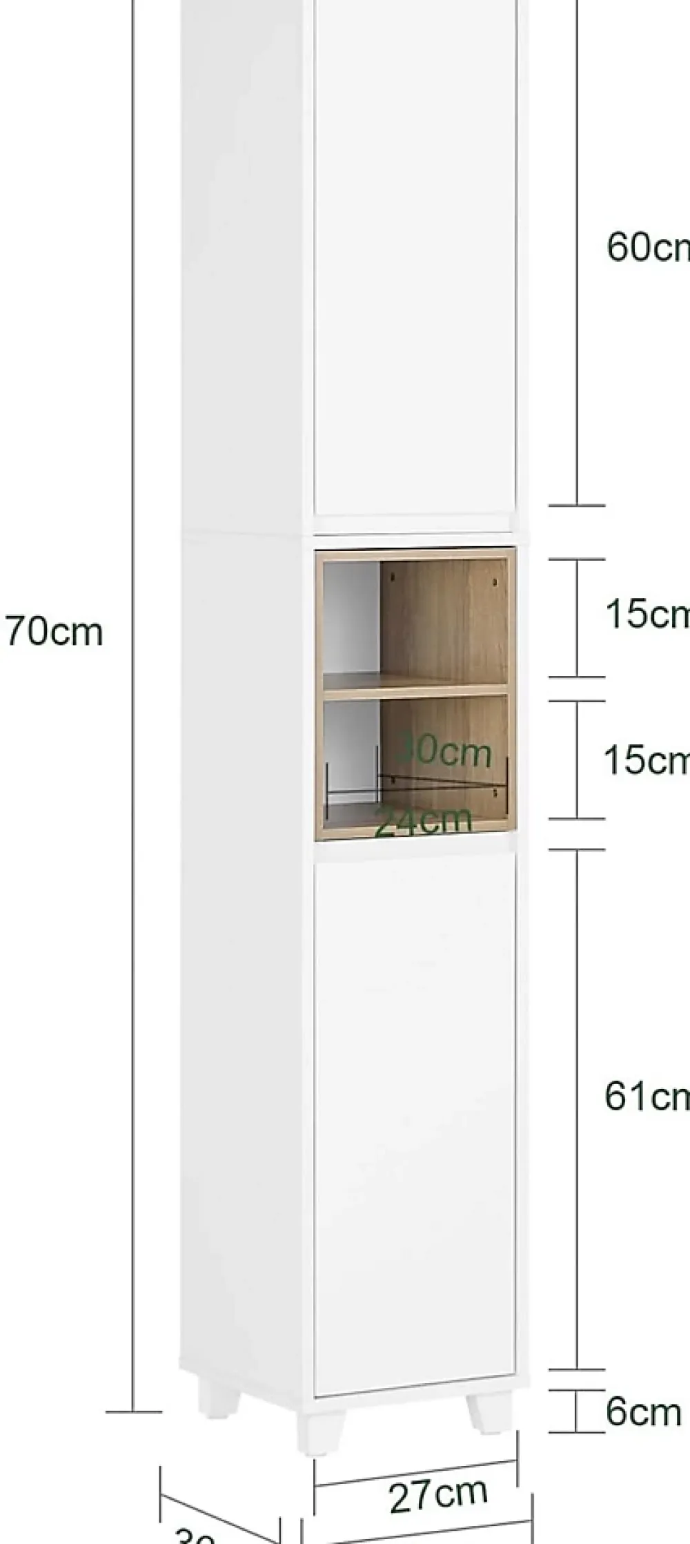 Colonne De Salle De Bains|Meuble De Salle De Bains Faible Profondeur|Sobuy Colonne Armoire Salle de Bain étagère étroite 2 Portes 2 Compartiments, BZR147-W,