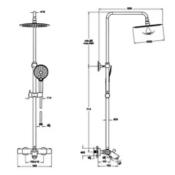 Robinet De Douche|Vitra Colonne bain douche thermostatique Aquaheat Bliss 250 B