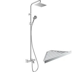 Hansgrohe Colonne bain douche thermostatique Vernis Shape 230 chromé + tablette AddStoris