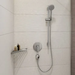 Hansgrohe Colonne bain douche thermostatique Vernis Shape 230 chromé + tablette AddStoris