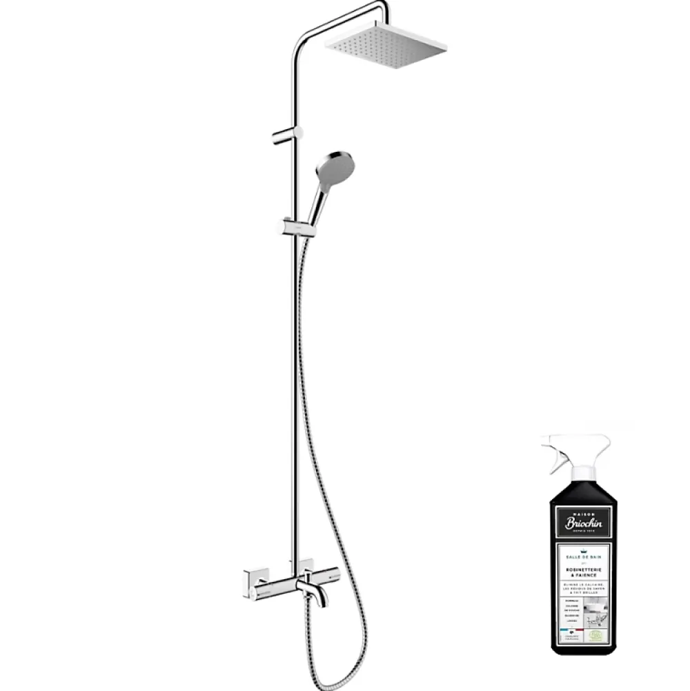 Robinet De Douche|Hansgrohe Colonne bain douche thermostatique Vernis Shape 230 chromé + nettoyant Briochin