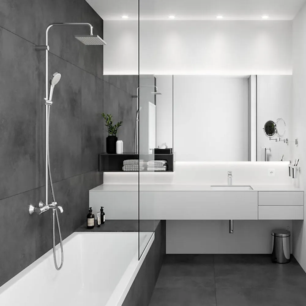 Robinet De Douche|Hansgrohe Colonne bain douche thermostatique Vernis Shape 230 chromé + nettoyant Briochin