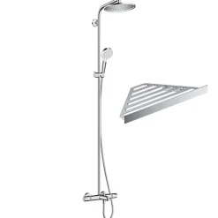 Hansgrohe Colonne bain douche thermostatique Crometta S 240 chromé + tablette Addstoris