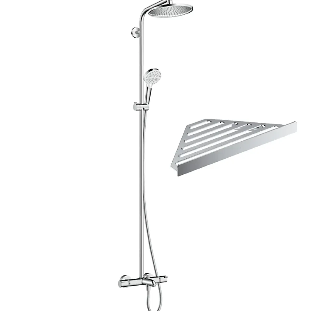Hansgrohe Colonne bain douche thermostatique Crometta S 240 chromé + tablette Addstoris