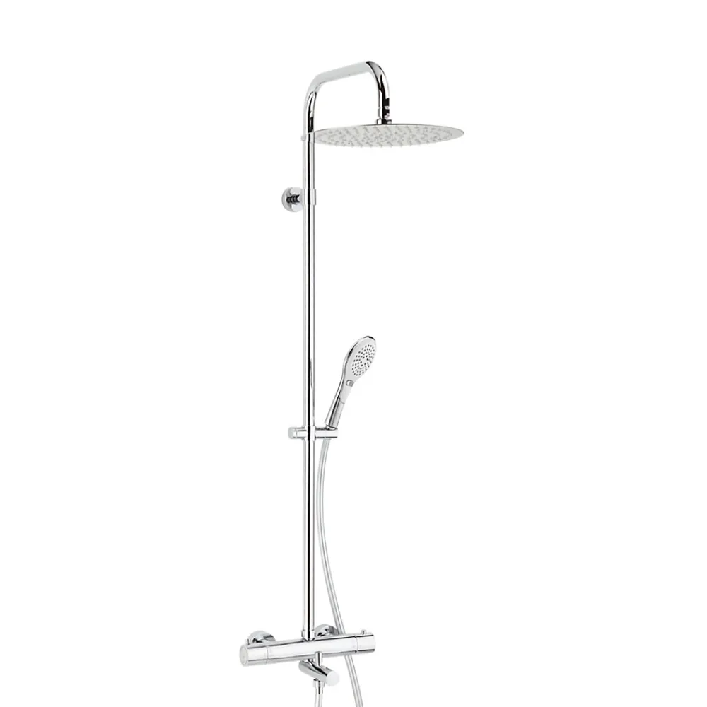 Colonne De Baignoire|Valentin Colonne bain douche thermostatique anti-brûlure avec pomme de tête, douchette et flexible, chrome, Opium