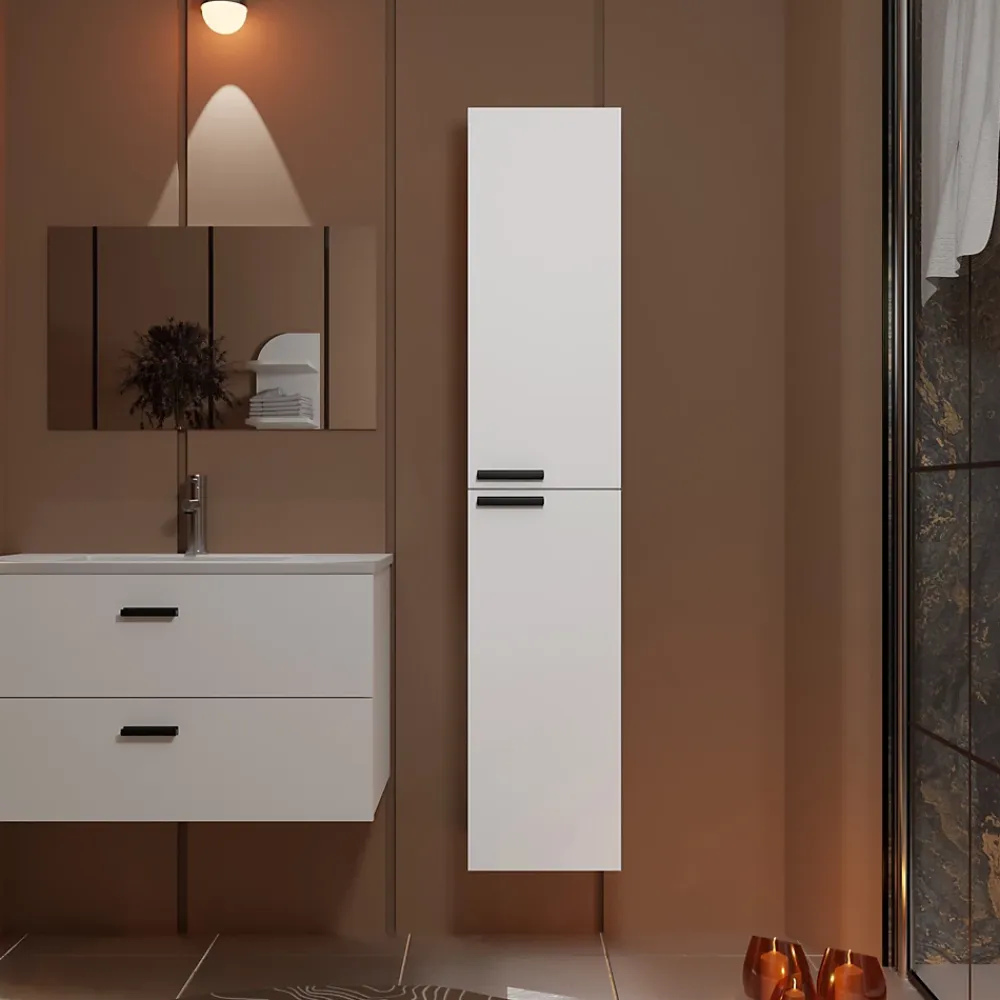 Aurlane Colonne Blanche 30x30x150 cm - Bois MDF Blanc Brillant - BOX-IN