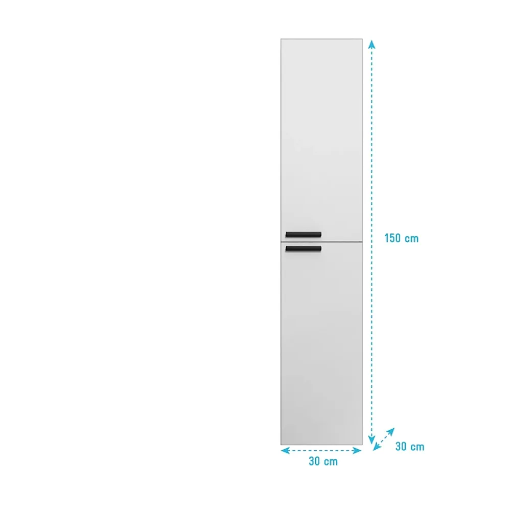 Aurlane Colonne Blanche 30x30x150 cm - Bois MDF Blanc Brillant - BOX-IN