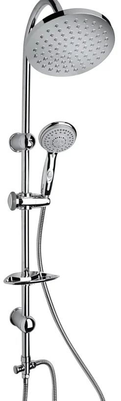 Pommeau De Douche, Flexible Et Barre De Douche|Kiamami Valentina Colonne Chromée En Acier Avec Pommeau Rond Et Douchette En Abs