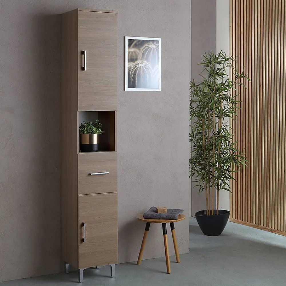 Colonne De Salle De Bains|Kiamami Valentina Colonne De 190 Cm Pour Salle De Bain Chêne Naturel Effet Bois Rimini