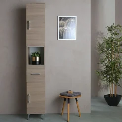 Colonne De Salle De Bains|Kiamami Valentina Colonne De 190 Cm Pour Salle De Bain Chêne Naturel Effet Bois Rimini