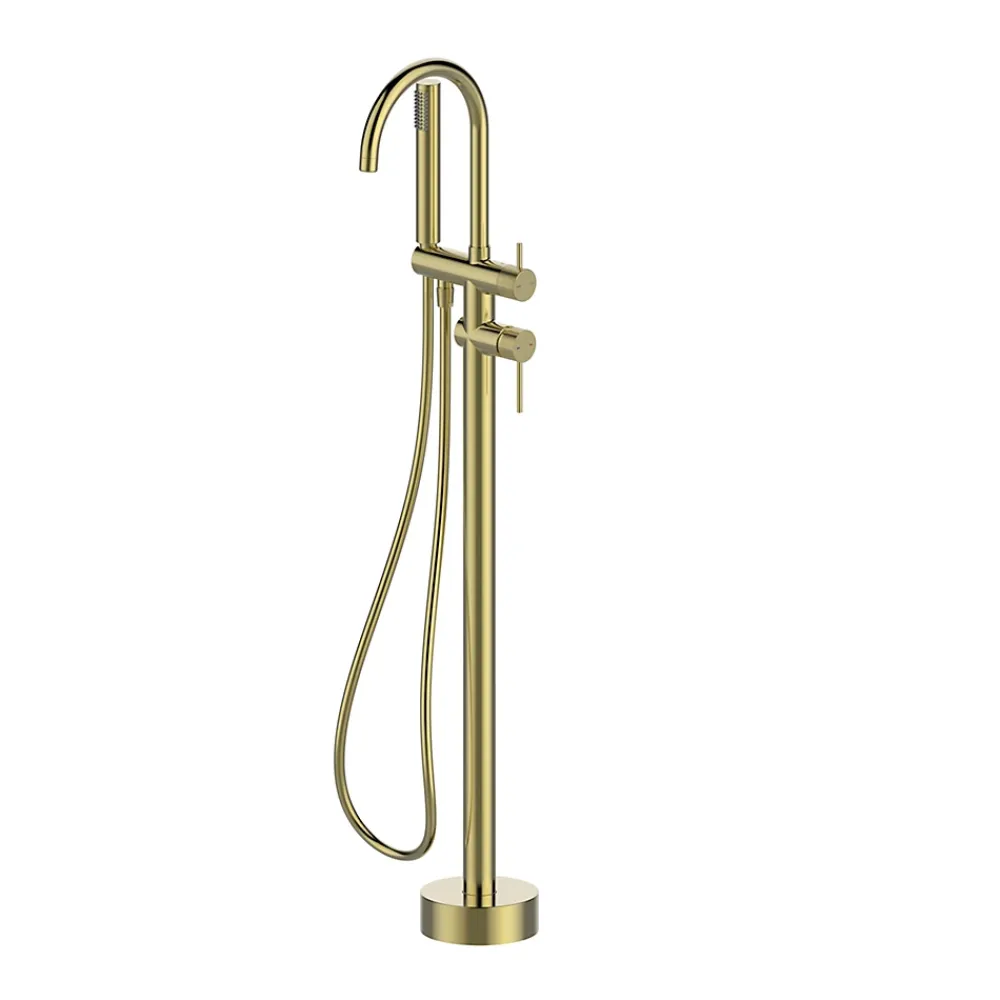GoodHome Colonne de baignoire îlot + flexible + douchette, doré brossé, Owens