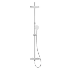 GoodHome Colonne de bain/douche thermostatique avec pommeau, douchette 3 jets, flexible, barre réglable, chrome, Anika