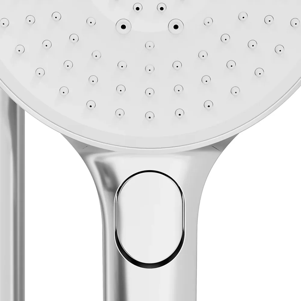GoodHome Colonne de bain/douche thermostatique avec pommeau, douchette 3 jets, flexible, barre réglable, chrome, Anika