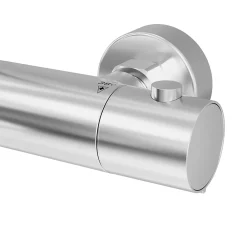 GoodHome Colonne de bain/douche thermostatique avec pommeau, douchette 3 jets, flexible, barre réglable, chrome, Anika